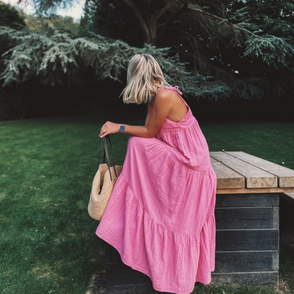 Zara Flowy Maxi Dress Pink Size M - Picture 2 of 10